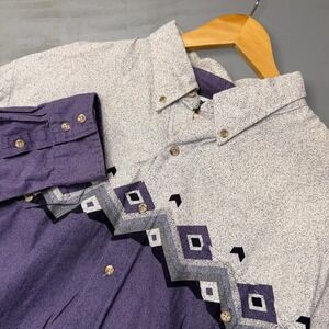 Vintage Roper Western Button Down Western Shirt Purple Grey Geometric 2XB